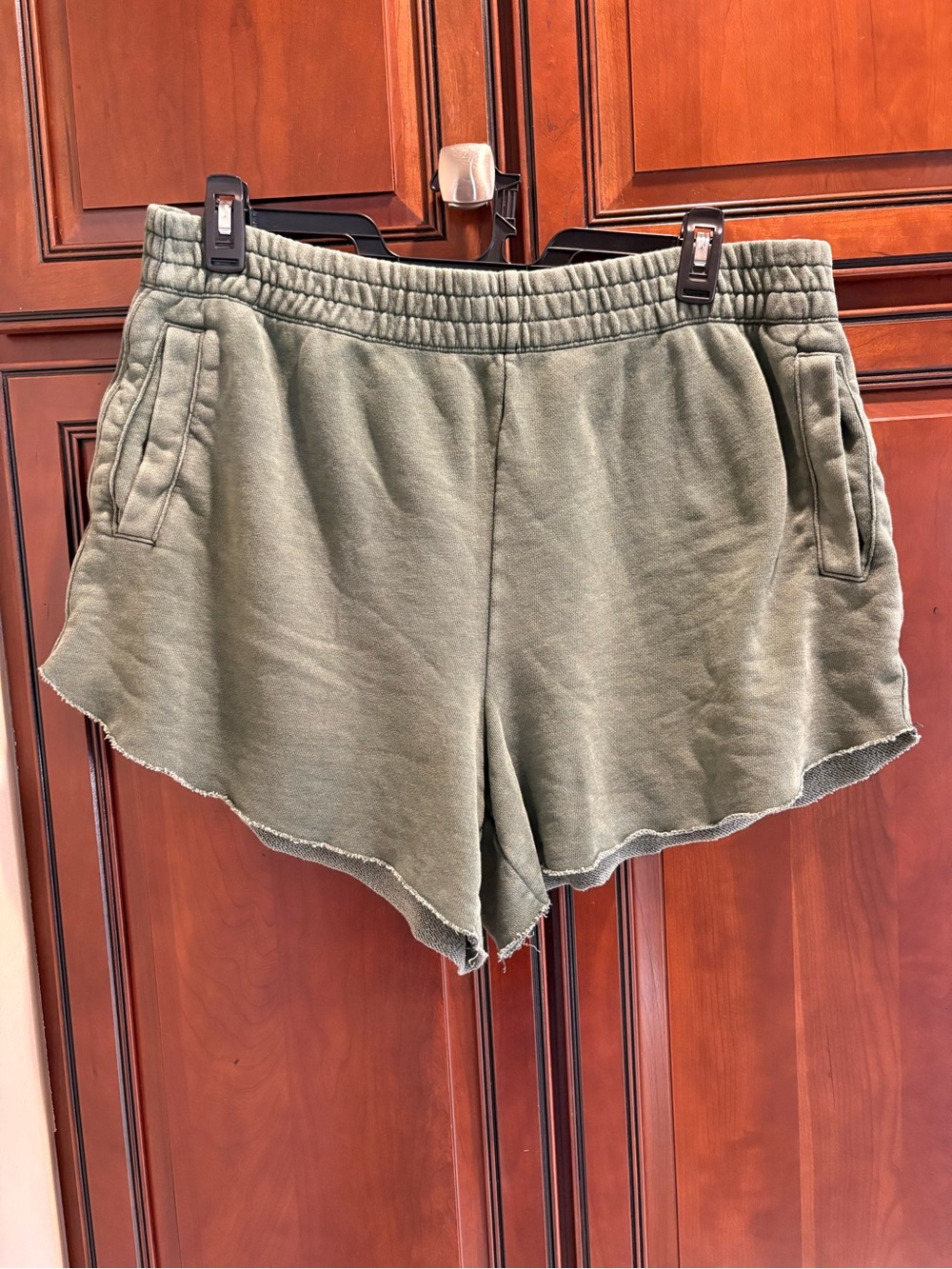 Aerie Sweat Shorts Camo Green Raw Edge Hem - XL